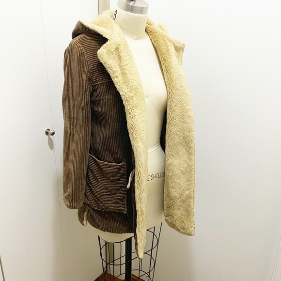 Hanasaki New York-ite 1970's Vintage Japanese Corduroy Hooded Toggle Jacket S - Picture 4 of 10